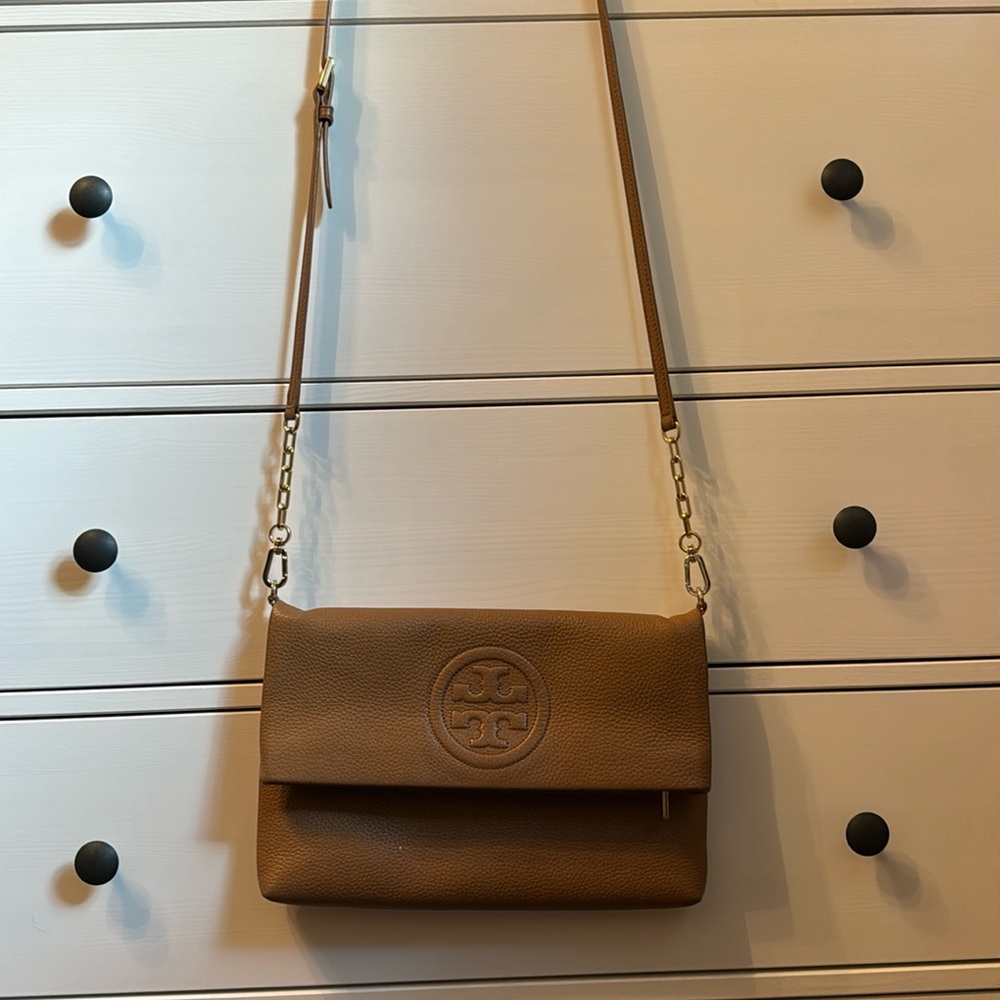 Tory Burch - Camel Colored Satchel with leather/gold chain strap